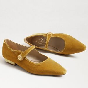 Revolve Sam Edelman Jene Mary Jane Gold Velvet Pointed Toe Flats NWOT